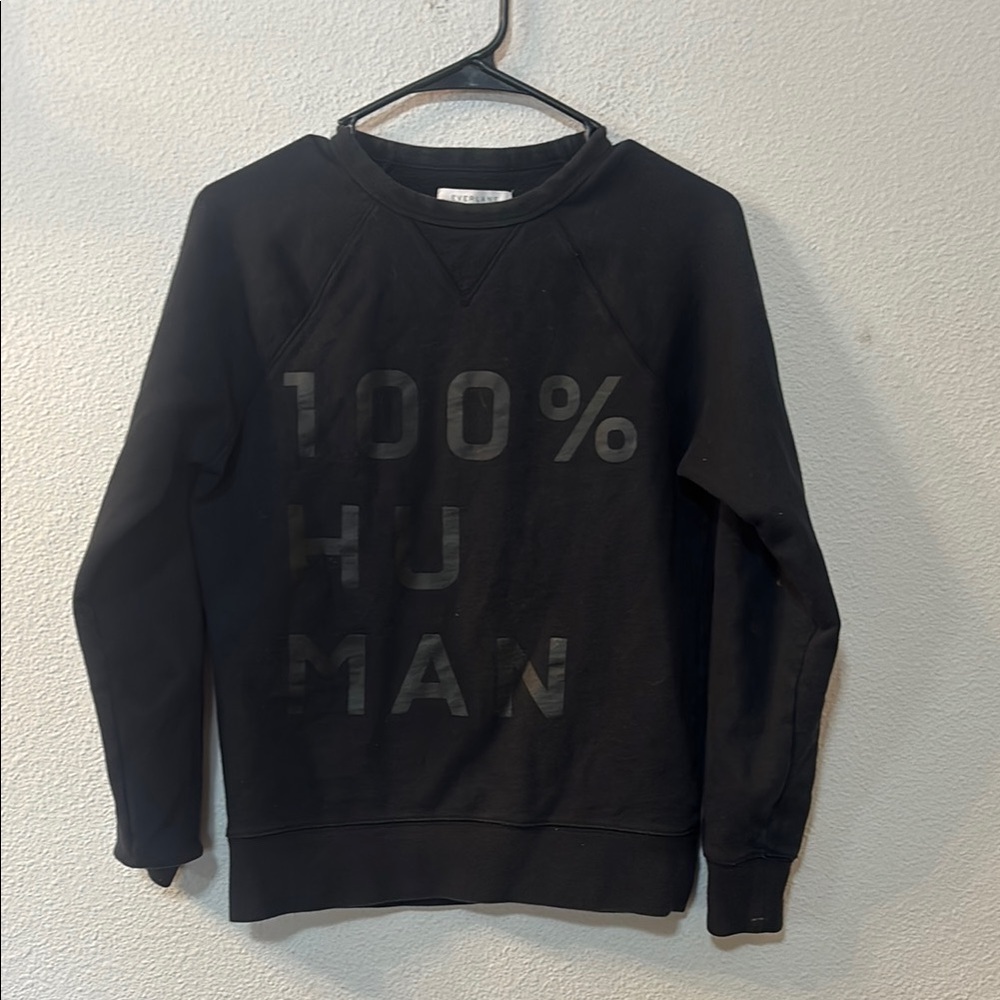 Everlane Black Crewneck Sweater with Subtle Text Design